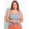 Regata Renda no Decote Mescla Plus Size