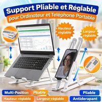 Support Pliable et Réglable pour Ordinateur et téléphone Portable