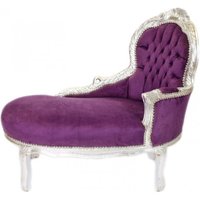 Casa Padrino Barock Kinder Chaiselongue Lila / Silber Mod2 -  Barock MÃ¶bel