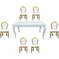 Casa Padrino Barock Esszimmer Set WeiÃ/Gold - Esstisch + 6 StÃ¼hle ohne Armlehnen