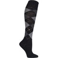1 Pair Black / Grey / Light Grey Whitby Extra Soft Argyle Knee High Socks Ladies 3.5-7 Ladies - Burlington