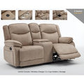 Arvexo Fabric Manual Recliner 2 Seater Sofa with Console in Light Brown