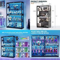 Cabinet with LED Light Strips, Modern Armoire Closet with Glass Doors, 59.1 W Large Bedroom Armoire Clothes Organizer with Shel