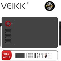 VEIKK A15 tavoletta grafica 10x6 pollici tavoletta grafica digitale stilo senza batteria 8192 livelli 12 tasti di scelta rapida (rosso blu grigio)
