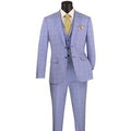 Vinci Men's 3-Piece Slim Fit Glen Plaid Suit