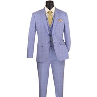 Vinci Men's 3-Piece Slim Fit Glen Plaid Suit