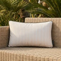 Cuscino arredo idrorepellente 30x50 cm righe beige