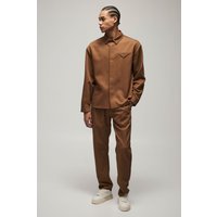 Sovracamicia Smart oversize in twill con tasche, Beige