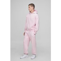 Oversized Boxy Hood Applique Tracksuit, Pink