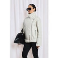 Chaqueta Motera Súper Oversize Con Cinturón, Beige