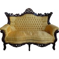 Casa Padrino Barock 2-er Sofa Master Gold Muster  / Mahagoni Braun - Antik Stil Wohnzimmer MÃ¶bel