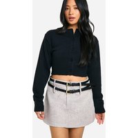 Minifalda Petite Efecto Lana, Gris