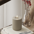 Solid Stripe LED-Blockkerzen Ø 8 x 10 cm Sand