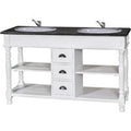 Casa Padrino Landhaus Stil Waschschrank Waschtisch inkl 2 Waschbecken mit Schubladen San Sebastian - Bad Schrank Massivholz