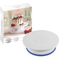 Non-slip PP Plastic Cake Turntable, with Silicone Band, Flat Round, Blue, 275x70mm