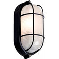 KnightsBridge IP54 Edison Screw Oval Bulkhead With Wire Guard - Black