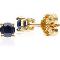 Classic Round Black Sapphire Stud Earrings in 9ct Yellow Gold 3.5mm