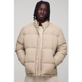 Regular Fit Funnel Neck Puffer Jacket In Stone, Beige