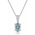 Classic Oval Aquamarine Pendant in 9ct White Gold
