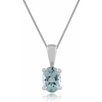 Classic Oval Aquamarine Pendant in 9ct White Gold