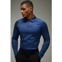 Man Active Long Sleeve Regular Fit Golf Polo, Navy