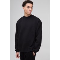 Sudadera Básica Con Cuello De Caja, Negro