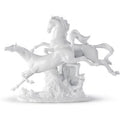 Casa Padrino Luxus Porzellan Skulptur Springende Pferde WeiÃ 38 x H. 30 cm - Luxus Kollektion