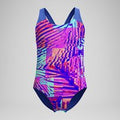 Maillot de bain Fille Spashback imprimé numérique rose/bleu
