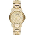 Burberry BU9038 The City Engraved Checked Gold Unisex Watch