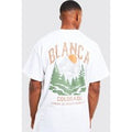 Camiseta Oversize Con Estampado Gráfico De Las Montañas De Colorado, Blanco