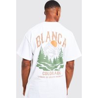 Camiseta Oversize Con Estampado Gráfico De Las Montañas De Colorado, Blanco