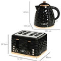Sleek Black Kettle & 4-Slice Toaster Set, Rapid Boil, 1.7L Capacity, Otter Thermostat | Wowcher