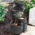 C-Shaped Garden Cascading Water Fountain with LED Light