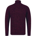 Jumpers Merson Quarter Zip Funnel Neck Wool Blend Knitted Jumper in Claret / Black Twist / XL - Tokyo Laundry