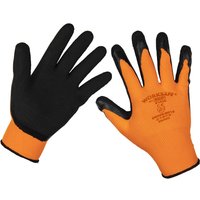 Sealey Worksafe Foam Latex Grip Gloves Black / Orange L Pack of 12