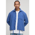 Oversized Boucle Bungee Hem Check Overshirt, Azul