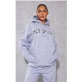 PLT Grey Marl Sport Print Oversized Hoodie