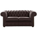 Chesterfield 2 Seater Shelly Mocca Brown Leather Sofa Settee