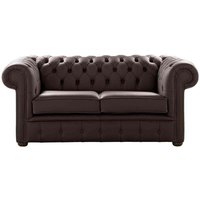 Chesterfield 2 Seater Shelly Mocca Brown Leather Sofa Settee