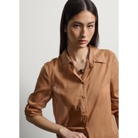 Stefanel - Camicia marrone a maniche lunghe in puro cotone regular fit, Donna, Marrone chiaro, Taglia 38