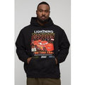 Plus Oversized Disney Cars License Print Hoodie, Negro