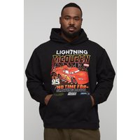 Plus Oversized Disney Cars License Print Hoodie, Negro