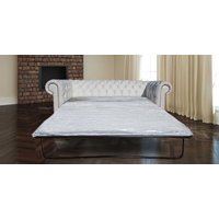 Pull Out Sofa Bed Sale In White Leather Brass Studs Chesterfield 3 Seater