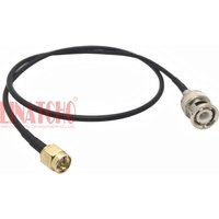 Black RG174 50CM 50ohm 50-1.5 BNC Male to SMA Male Plug Coaxial Jumper Cable
