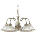 Searchlight 9345-5 American Diner 5 Light Ceiling Pendant In Antique Brass