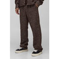 Straight Let Brushed Herringbone Trouser, Brown