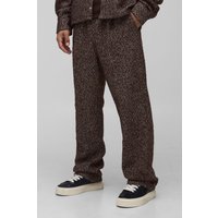 Straight Let Brushed Herringbone Trouser, Brown