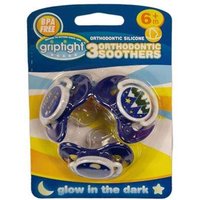 Griptight Glow In The Dark Orthodontic Soothers Blue x 3