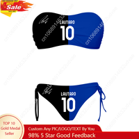 Lautaro No.10 Swimsuit Women Drawstring Two Piece Set Bathing Suit Argentina Soccer Star Personalized Bikini Customize Beachwear