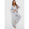 Pantalón De Pijama De Pernera Ancha Y Tela Jersey, Gris